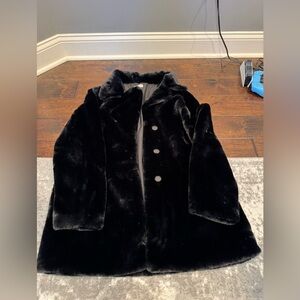 Pia Rossini Black Faux Fur Coat